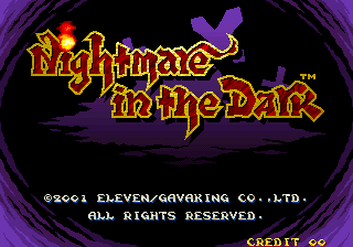 Nightmare in the Dark title screen for Neo Geo